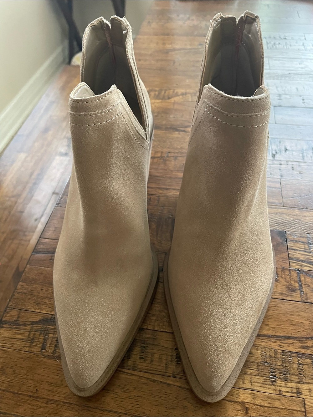 Vince Camuto Tan Suede Pointed-Toe Ankle Booties